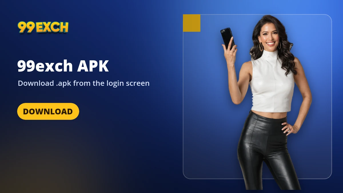 99exch APK banner: Download .apk button and the Android install steps