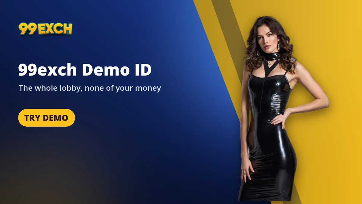 99exch demo ID banner: the Login with Demo ID button opens the lobby with play money