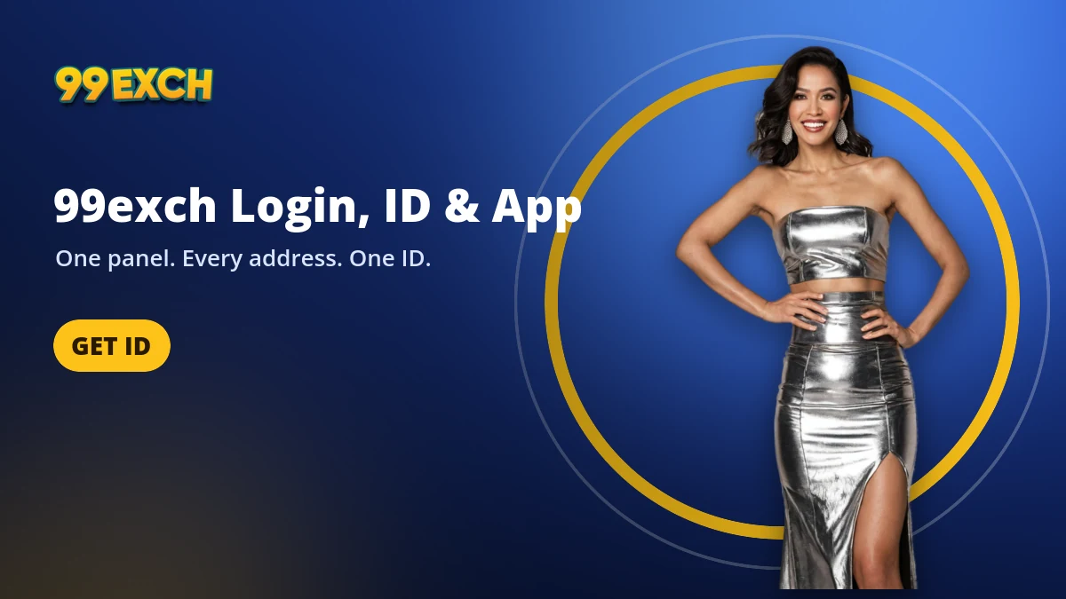99exch sportsbook guide banner: login card, new ID and APK on one screen